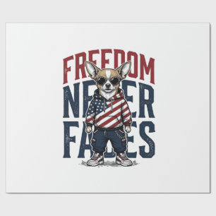 Papier Cadeau Chemise de chien vintage de liberté de Chihuahua p