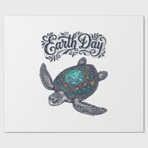 Papier Cadeau Chemise de conception de gravure vintage de tortue