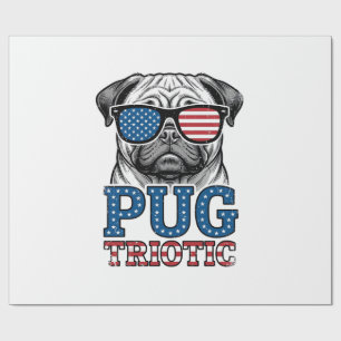 Papier Cadeau Chemise de design de gravure vintage Pug patriotiq