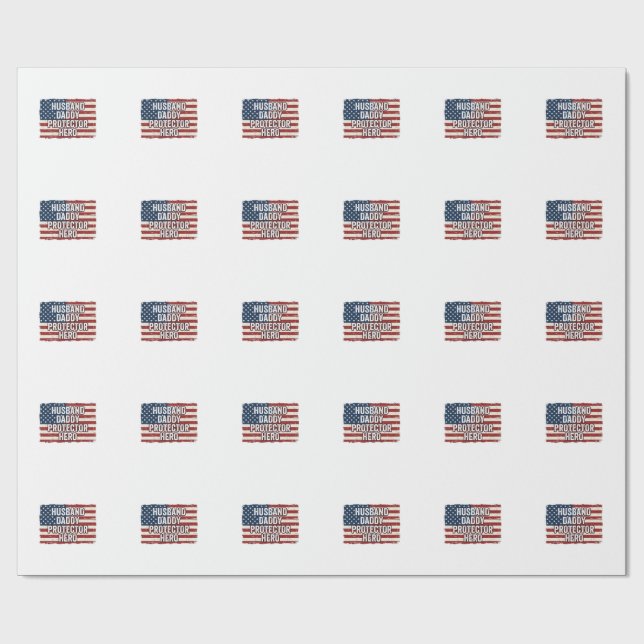 Papier Cadeau Chemise de drapeau de héros protecteur mari patrio (Plat)