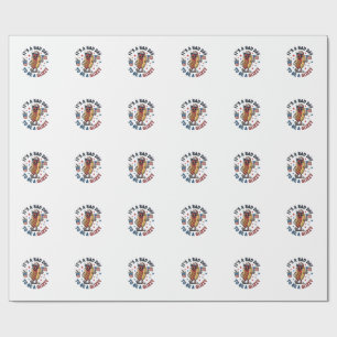 Papier Cadeau Chemise de gravure vintage de hot dog patriotique