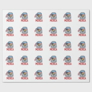 Papier Cadeau Chemise de gravure vintage Merica Eagle patriotiqu
