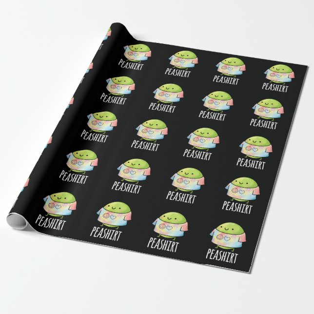 Papier Cadeau Chemise de pois drôle Veggie Pea TShirt Pun foncé  (Déroulé)