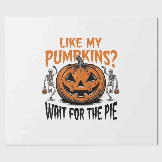Papier Cadeau Chemise drôle de squelette de citrouille d'Hallowe (Plat)