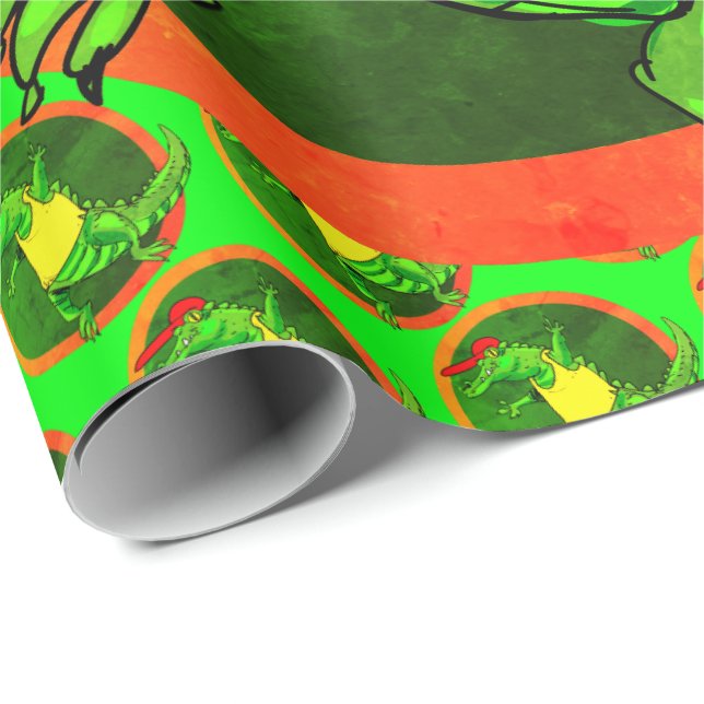 Papier Cadeau chemise en crocodile avec message d'anniversaire (Coin rond)