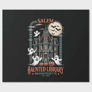 Papier Cadeau Chemise Halloween Ver de livre Bibliothèque hantée