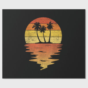 Papier Cadeau Chemise Palmiers Rétro Coucher de Soleil 70s Vinta