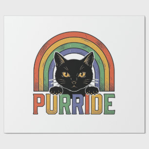 Papier Cadeau Chemise Vintage Purride Chat Noir Arc-en-Ciel Desi