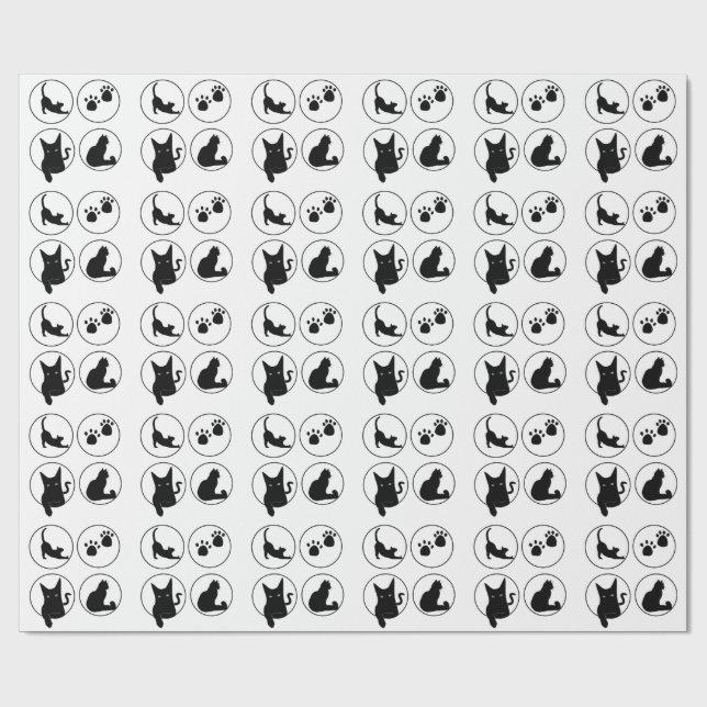 Papier Cadeau Chemises de design pour chat noir (Plat)