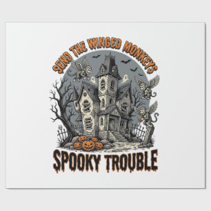 Papier Cadeau Chemises de Halloween Hantées de Singes ailés_1