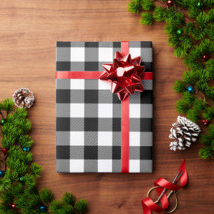 Papier Cadeau Chèque de bison noir et blanc