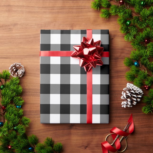 Papier Cadeau Chèque de bison noir et blanc (Cadeau de vacances)