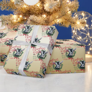 Papier Cadeau CHÈQUE   voeux de Noël Bébé Chèvre Baisers Alpin