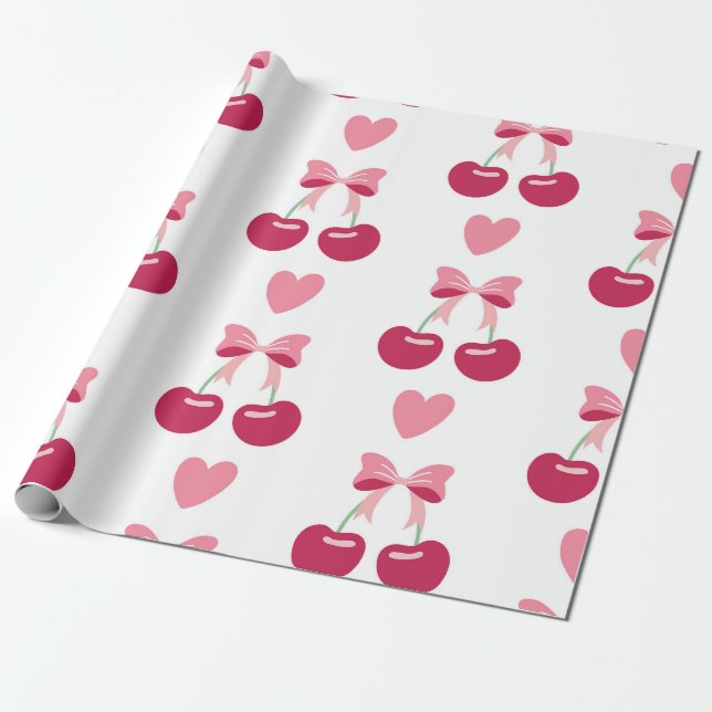 Papier Cadeau Cherry Love Charm (Déroulé)