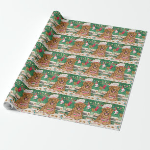 Papier Cadeau Chesapeake Bay Retriever en cuisine : Noël festif