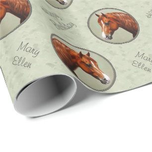 Papier Cadeau Chestnut Morgan Cheval Sage Vert