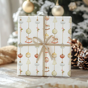 Papier Cadeau Cheval à bascule Noël élégant vintage