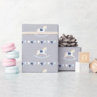 Papier Cadeau Cheval à rochers bleu