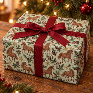 Papier Cadeau Cheval américain Bashkir bouclé de Noël