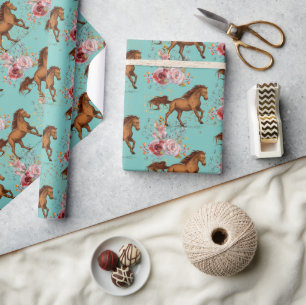 Papier Cadeau Cheval Anniversaire fille Cowgirl
