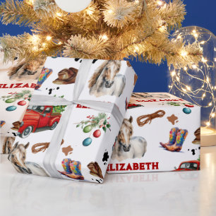 Papier Cadeau Cheval Anniversaire Noël Cowgirl