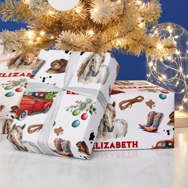 Papier Cadeau Cheval Anniversaire Noël Cowgirl (Vacances)