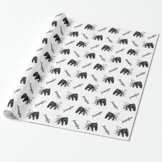 Papier Cadeau Cheval blanc noir