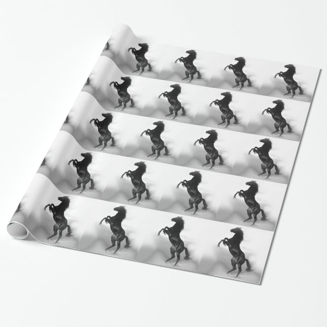 Papier Cadeau Cheval blanc noir (Déroulé)