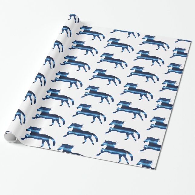 Papier Cadeau Cheval bleu (Déroulé)