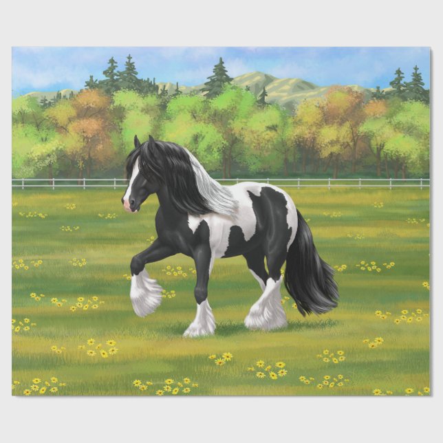 Papier Cadeau Cheval d'attelage de la bandelette tzigane noire d (Plat)