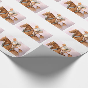 Papier Cadeau Cheval de course et Jockey