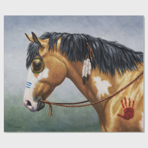 Papier Cadeau Cheval de guerre amérindien Buckskin Pinto