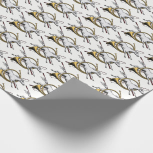 Papier Cadeau Cheval de saut d'obstacles équestre preppy à trave