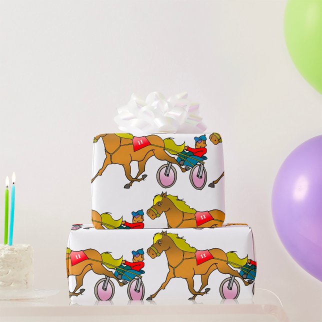Papier Cadeau Cheval de trot et conducteur (Créateur téléchargé)