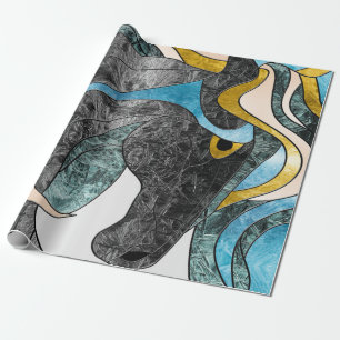 Papier Cadeau Cheval de Verre Abstrait - Équine moderne