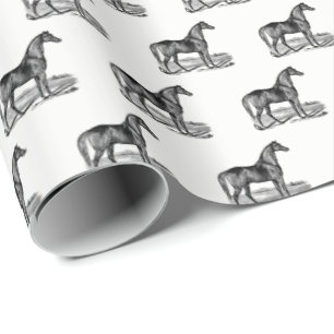 Papier Cadeau Cheval debout vintage