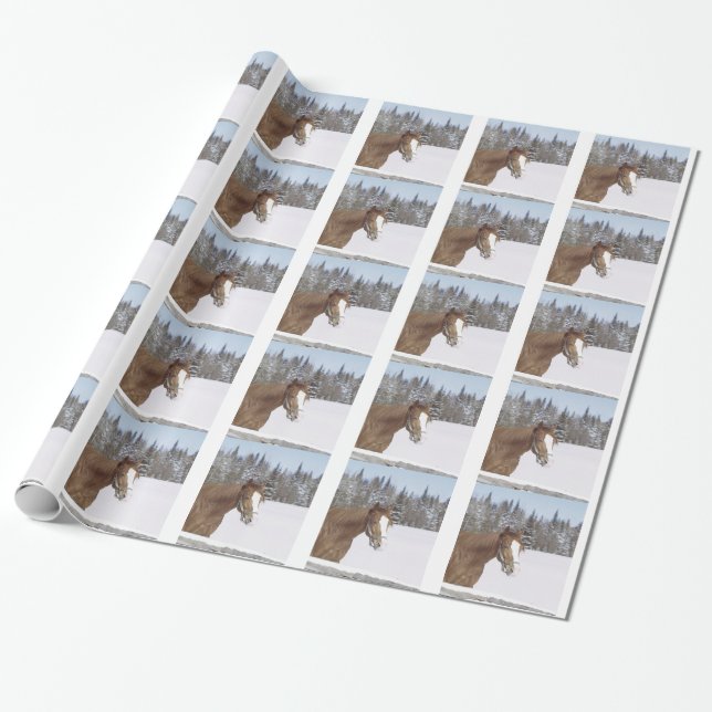 Papier Cadeau Cheval d'hiver Thème Noël Noël Noël Noël (Déroulé)