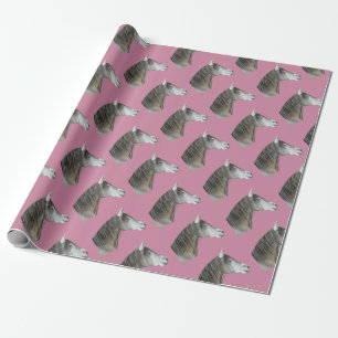 Papier Cadeau Cheval gris