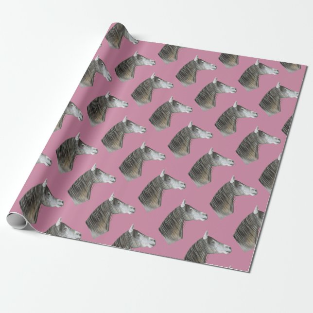 Papier Cadeau Cheval gris (Déroulé)