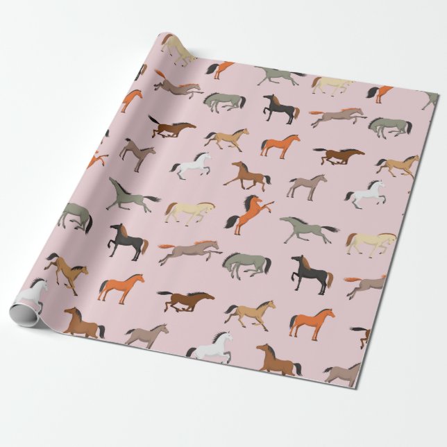 Papier Cadeau Cheval Imprimer Motif, Femmes & Filles Enfant, Fem (Déroulé)