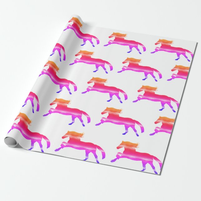 Papier Cadeau Cheval rose (Déroulé)