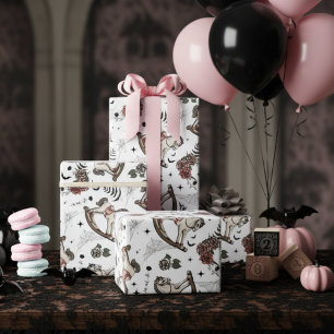 Papier Cadeau Cheval rose vintage gothique