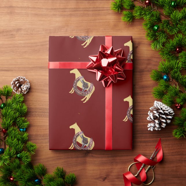 Papier Cadeau cheval, selle à chaussures (Cadeau de vacances)