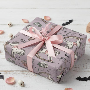 Papier Cadeau Cheval vintage violet Rocking Gothique Baby