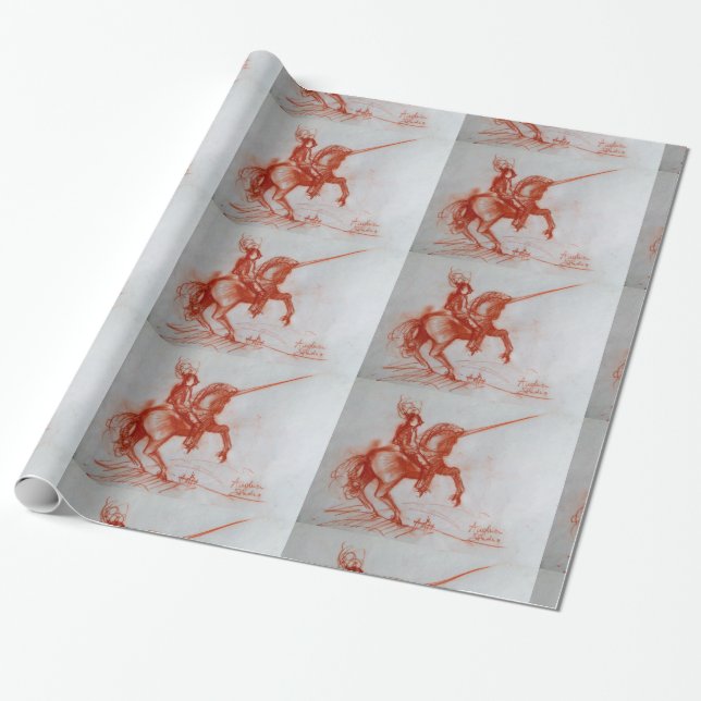 PAPIER CADEAU CHEVALIER FLORENTINE SUR HORSEBACK (Déroulé)