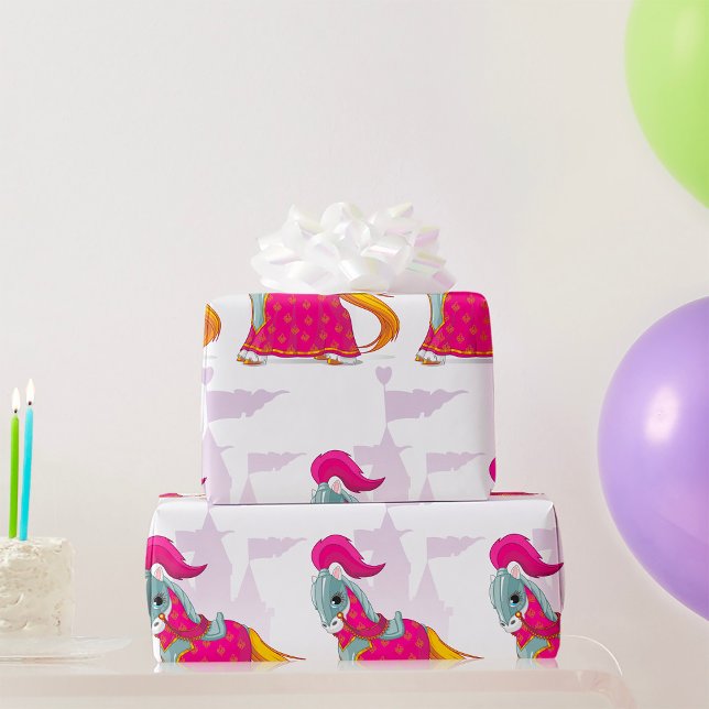 Papier Cadeau Chevalier médiéval cheval en armure Fantaisie (Créateur téléchargé)