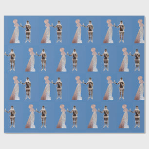 Papier Cadeau Chevalier médiéval et dame