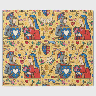 Papier Cadeau Chevalier Médiéval Et Sa Dame