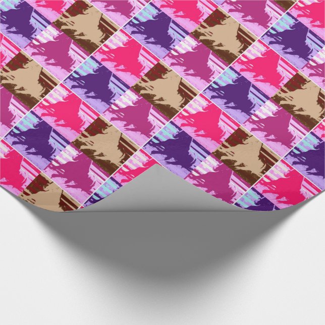 Papier Cadeau Chevaux d'art pop (Coin)