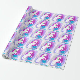 Papier Cadeau Chevaux de coeur blanc V Fêtes (brouillard color